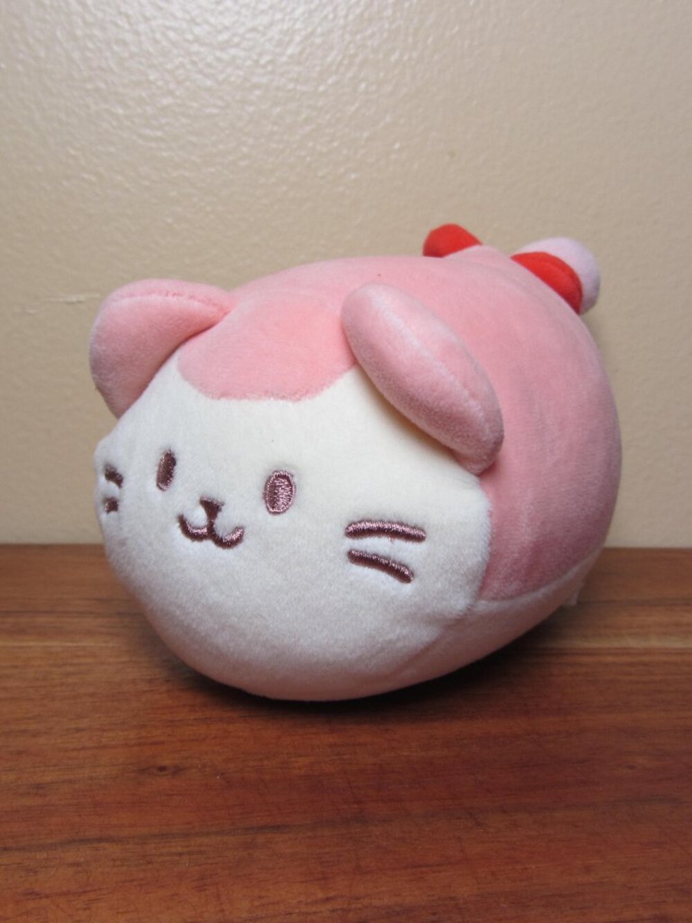 plush anirollz pink cat kitty roll (W6362)